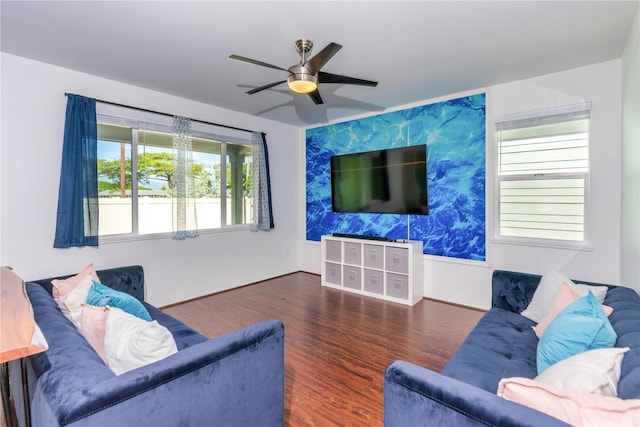 91-1886 Makahehi Loop, Ewa Beach, HI 96706 - living area with wood finished floors and ceiling fan