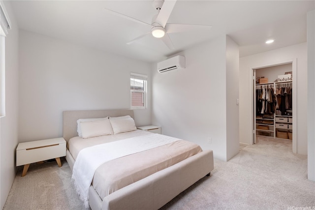 91-1641 Honouliuli St Unit 42, Ewa Beach, HI 96706 - bedroom featuring a wall mounted air conditioner, light carpet, a spacious closet, a closet, and ceiling fan