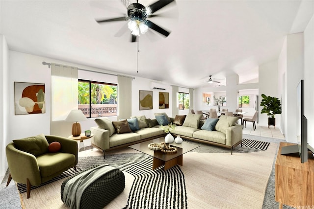 91-1517 Wahane St, Kapolei, HI 96707 - living area with ceiling fan, a wall mounted AC, and plenty of natural light