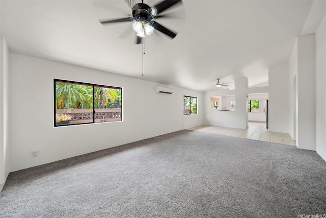 91-1517 Wahane St, Kapolei, HI 96707 - unfurnished living room with a ceiling fan, a wall mounted air conditioner, and carpet flooring