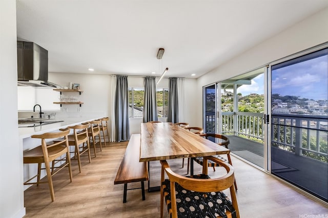 3795 Anuhea St, Honolulu, HI 96816 - dining space featuring light wood-style flooring and recessed lighting