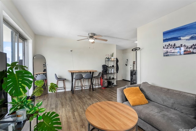 509 University Ave Unit 1001, Honolulu, HI 96826 - living room featuring wood finished floors and a ceiling fan