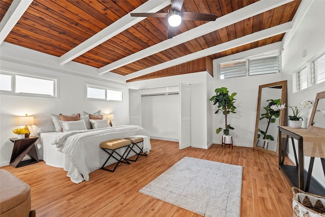 45-825 Anoi Rd, Kaneohe, HI 96744 - bedroom with wooden ceiling, light wood-style floors, and a closet
