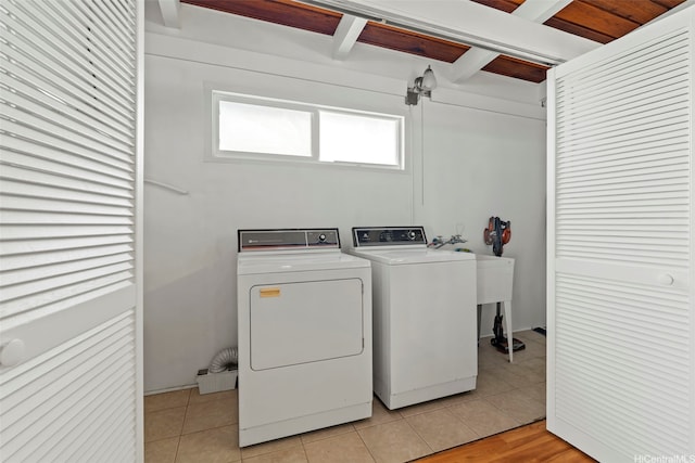 45-825 Anoi Rd, Kaneohe, HI 96744 - laundry area with washer and clothes dryer and light tile patterned floors