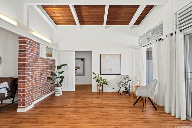 45-825 Anoi Rd, Kaneohe, HI 96744 - sitting room featuring light wood-style floors and a wooden ceiling with exposed beams