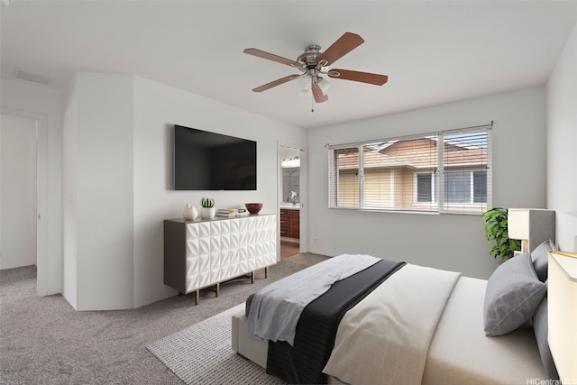91-1001 Keaunui Dr Unit 97, Ewa Beach, HI 96706 - carpeted bedroom featuring a ceiling fan and ensuite bath