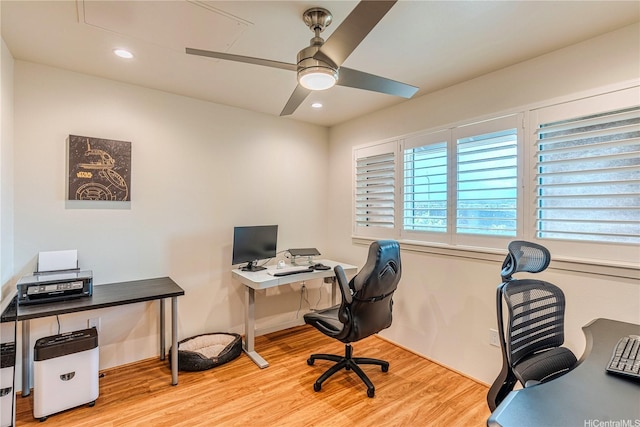 94-1188 Kalahikiola Dr Unit 1005, Waipahu, HI 96797 - office featuring light wood finished floors, a ceiling fan, and recessed lighting