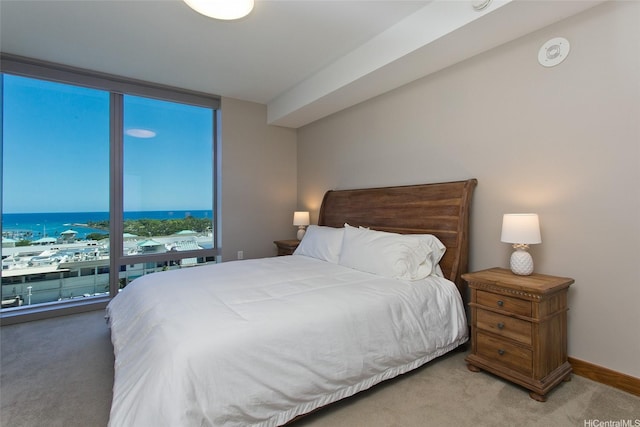 1555 Kapiolani Blvd Unit 1205, Honolulu, HI 96814 - bedroom featuring carpet, a water view, and floor to ceiling windows
