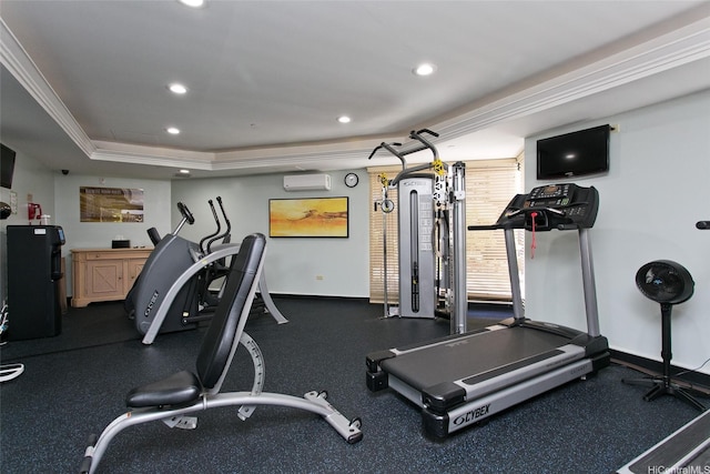 440 Olohana St Unit 1705, Honolulu, HI 96815 - workout area featuring recessed lighting and a tray ceiling