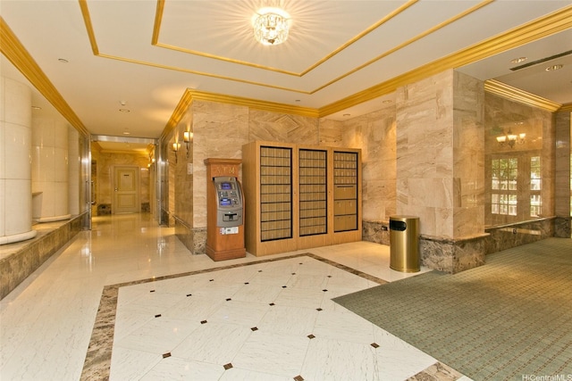 440 Olohana St Unit 1705, Honolulu, HI 96815 - community lobby featuring crown molding and tile walls
