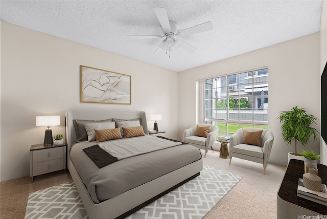 94-1369 Kulewa Loop Unit 14B, Waipahu, HI 96797 - carpeted bedroom featuring a textured ceiling and ceiling fan