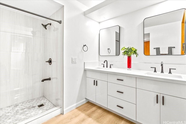1330 Ala Moana Blvd Unit 1907, Honolulu, HI 96814 - full bath featuring double vanity, walk in shower, and wood finished floors
