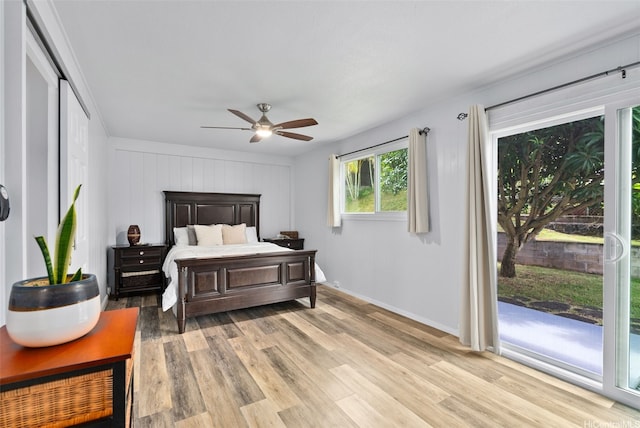 46-146 Hinalani Pl, Kaneohe, HI 96744 - bedroom featuring access to outside, light wood finished floors, and a ceiling fan