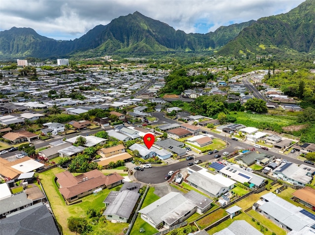 46-146 Hinalani Pl, Kaneohe, HI 96744 - aerial overview of property's location with mountains and nearby suburban area