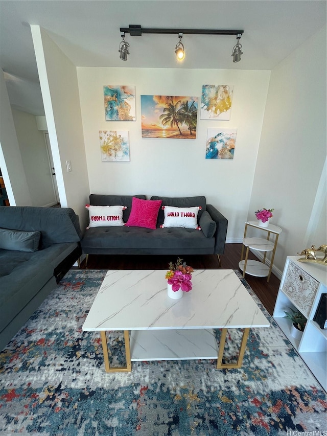 475 Atkinson Dr Unit 1909, Honolulu, HI 96814 - living area featuring wood finished floors and rail lighting