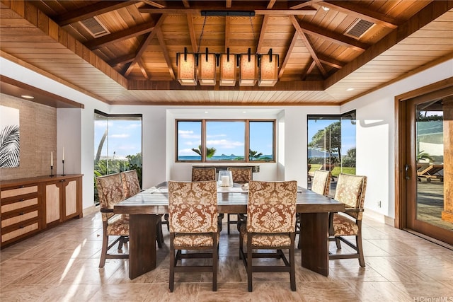 47 Kailuana Pl, Kailua, HI 96734 - dining area featuring wood ceiling and plenty of natural light
