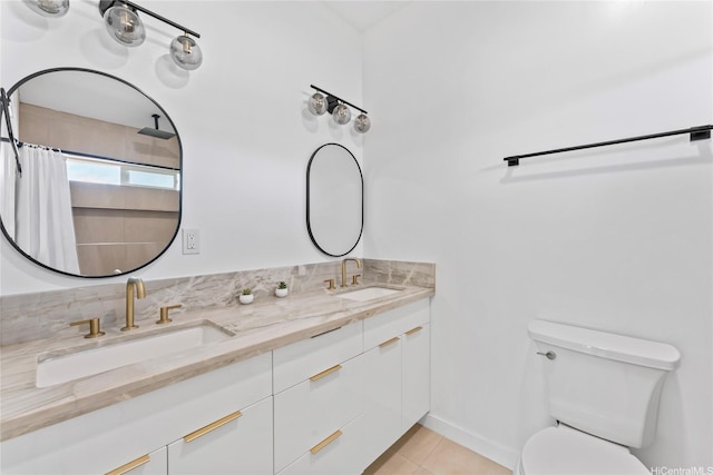 115A Makaweo St, Wahiawa, HI 96786 - bathroom featuring double vanity, tile patterned floors, and a shower with curtain