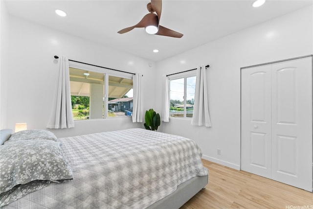115A Makaweo St, Wahiawa, HI 96786 - bedroom with wood finished floors, recessed lighting, a closet, and ceiling fan