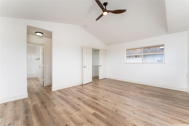 94-615 Lumiaina St, Waipahu, HI 96797 - unfurnished bedroom with vaulted ceiling, light wood finished floors, a closet, and ceiling fan