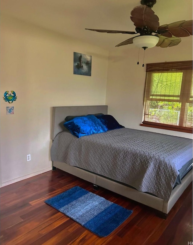 16-1873 34th Ave, Keaau, HI 96749 - bedroom featuring wood finished floors and a ceiling fan