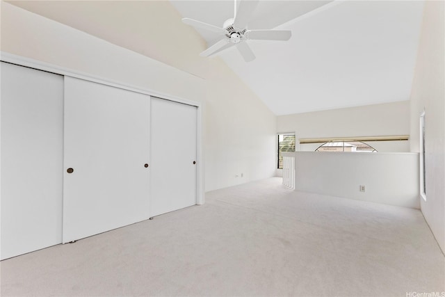 1418 Makiki St Unit A, Honolulu, HI 96814 - unfurnished bedroom featuring carpet flooring, lofted ceiling, a closet, and a ceiling fan