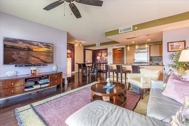 1837 Kalakaua Ave Unit 808, Honolulu, HI 96815 - living room featuring wood finished floors and ceiling fan