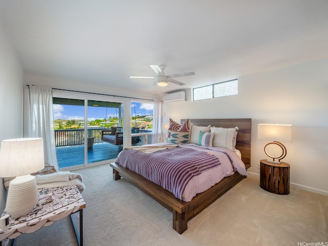 1319 Auwaiku St, Kailua, HI 96734 - carpeted bedroom featuring access to outside, an AC wall unit, and ceiling fan