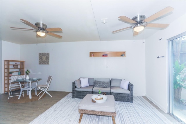 1423 Emerson St Unit 105, Honolulu, HI 96813 - living area with a ceiling fan and wood finished floors