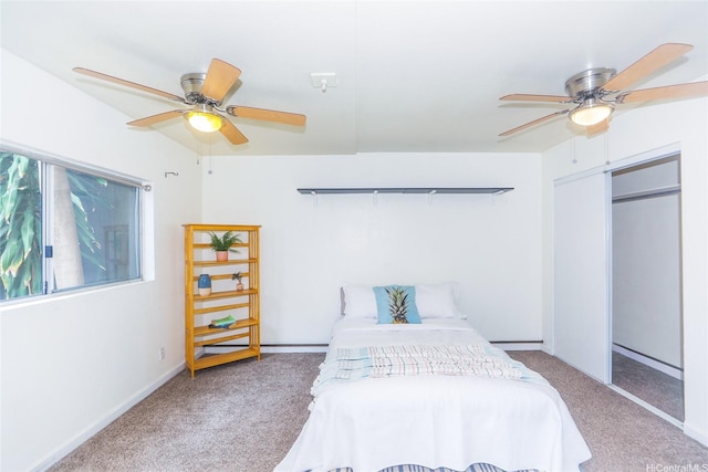 1423 Emerson St Unit 105, Honolulu, HI 96813 - bedroom featuring carpet flooring, a ceiling fan, and a closet