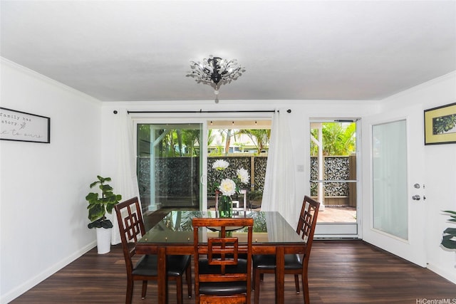 94-559 Makohilani St Unit 1071, Mililani, HI 96789 - dining space featuring dark wood-style floors and ornamental molding