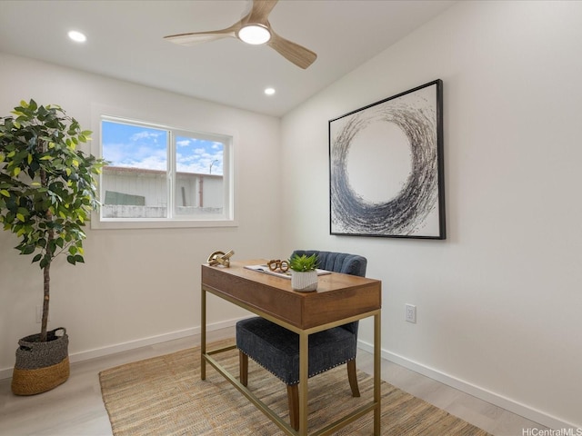 2078 Akaikai Loop, Pearl City, HI 96782 - home office with ceiling fan, wood finished floors, and recessed lighting