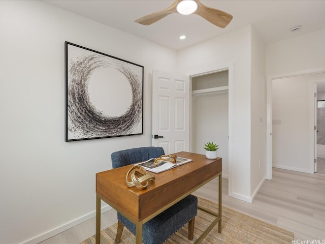 2078 Akaikai Loop, Pearl City, HI 96782 - office space with ceiling fan, light wood-type flooring, and recessed lighting