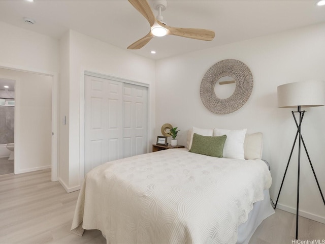 2078 Akaikai Loop, Pearl City, HI 96782 - bedroom with wood finished floors, a closet, recessed lighting, and a ceiling fan