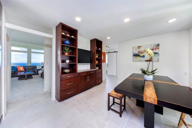 4959 Maunalani Cir Unit 3, Honolulu, HI 96816 - dining area featuring recessed lighting, light tile patterned flooring, and light carpet