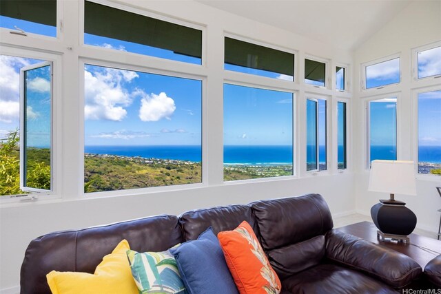 4959 Maunalani Cir Unit 3, Honolulu, HI 96816 - sunroom / solarium featuring a water view, healthy amount of natural light, and high vaulted ceiling