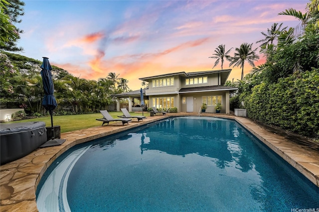 1319 Mokulua Dr, Kailua, HI 96734 - swimming pool featuring a patio and a yard