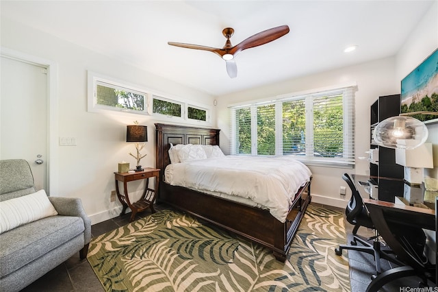 1319 Mokulua Dr, Kailua, HI 96734 - bedroom with an office area, a ceiling fan, and recessed lighting