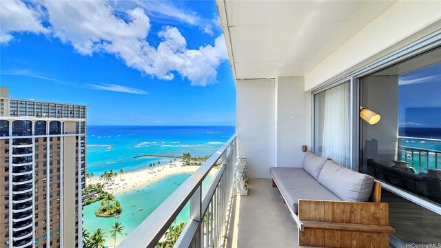 1777 Ala Moana Blvd Unit 2436, Honolulu, HI 96815 - balcony featuring view of water and beach and outdoor lounge area
