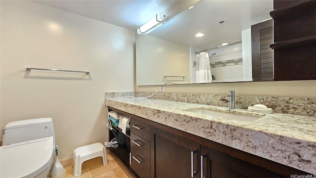 1777 Ala Moana Blvd Unit 2436, Honolulu, HI 96815 - bathroom with vanity, tiled shower, and recessed lighting
