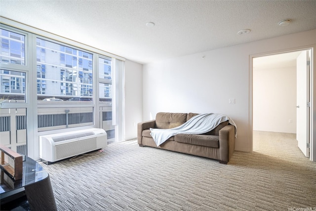 7000 Hawaii Kai Dr Unit 3605, Honolulu, HI 96825 - carpeted living area with a textured ceiling and a wall mounted air conditioner
