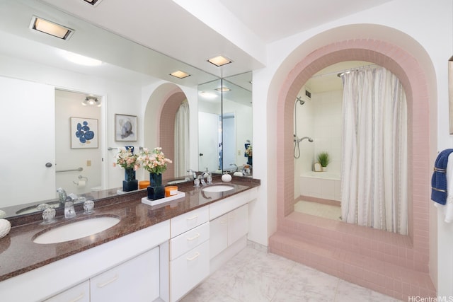 425 S St Unit 2401, Honolulu, HI 96813 - bathroom featuring double vanity and tiled shower