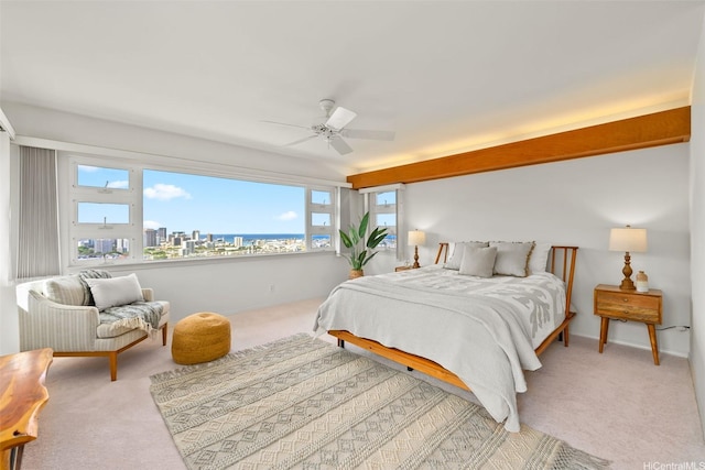 2117 Aulii St, Honolulu, HI 96817 - bedroom featuring carpet floors, multiple windows, a view of city, and a ceiling fan