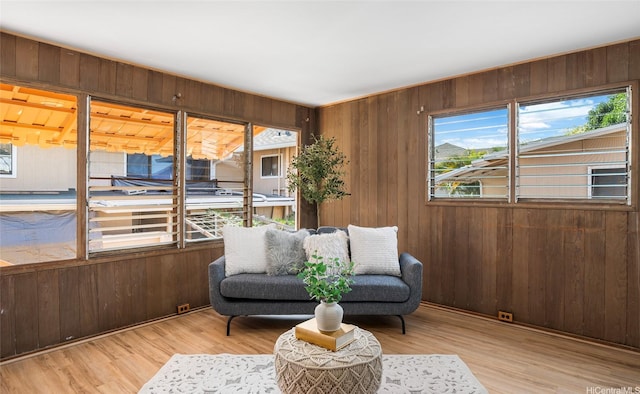 1915 Lohilani St Unit B, Honolulu, HI 96819 - sitting room featuring wood walls and wood finished floors
