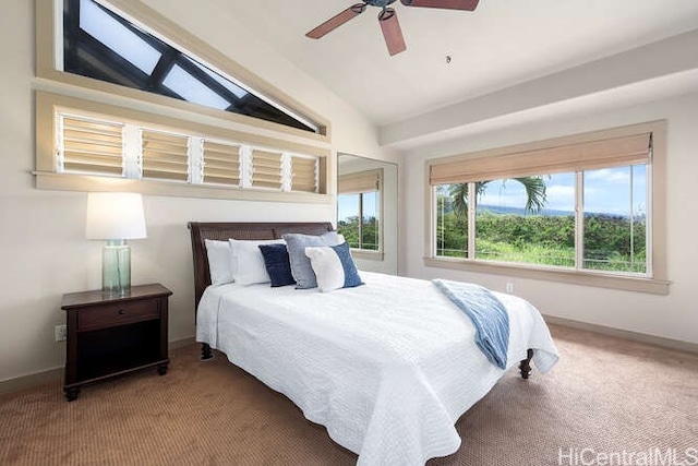 75-6025 Alii Dr Unit L201, Kailua Kona, HI 96740 - carpeted bedroom with vaulted ceiling and a ceiling fan