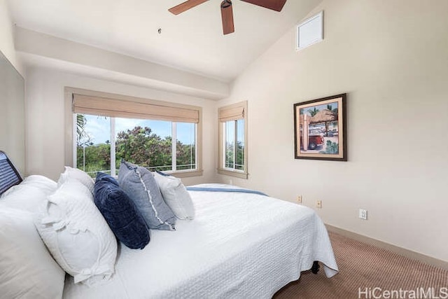 75-6025 Alii Dr Unit L201, Kailua Kona, HI 96740 - carpeted bedroom featuring lofted ceiling and ceiling fan