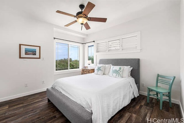 75-6025 Alii Dr Unit L201, Kailua Kona, HI 96740 - bedroom featuring dark wood-type flooring and ceiling fan