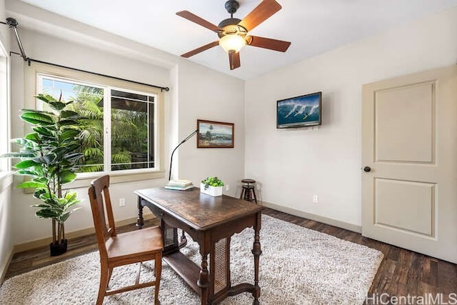 75-6025 Alii Dr Unit L201, Kailua Kona, HI 96740 - home office featuring ceiling fan and wood finished floors