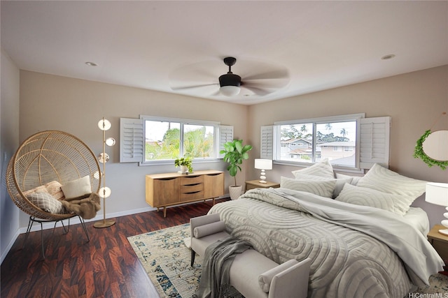 45-521 Halekou Rd Unit B, Kaneohe, HI 96744 - bedroom featuring dark wood-style flooring and a ceiling fan