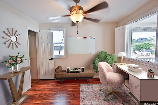 45-521 Halekou Rd Unit B, Kaneohe, HI 96744 - office featuring dark wood-style flooring and ceiling fan