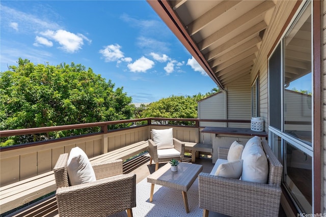 91-985 Puahala St Unit 42R, Ewa Beach, HI 96706 - balcony with an outdoor hangout area